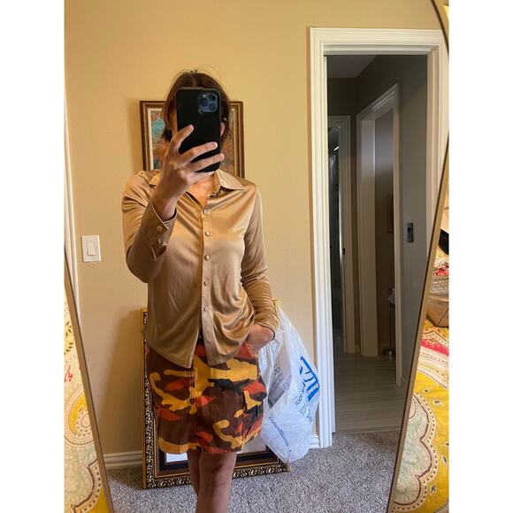 Americn Vintage Valerie Stevens Gold button down shirt small - Picture 5 of 5